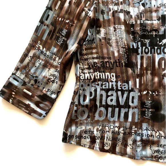 *3/$25* Piano Brown & Blue Blouse - Picture 4 of 8